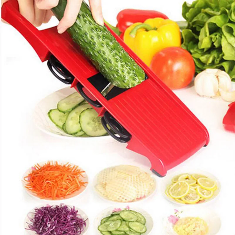 Blanco 5-en-1 Multi-funci/ón Vegetal Rallador Hoja de acero inoxidable Patata Zanahoria Ajo Cortadora Cortador Sheredder Utensilios de cocina