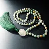 Bohemian Knotted Tassel Necklace, Layering Amazonite Ocean Blue Beach Chic Amazonite beads necklace WT-N203