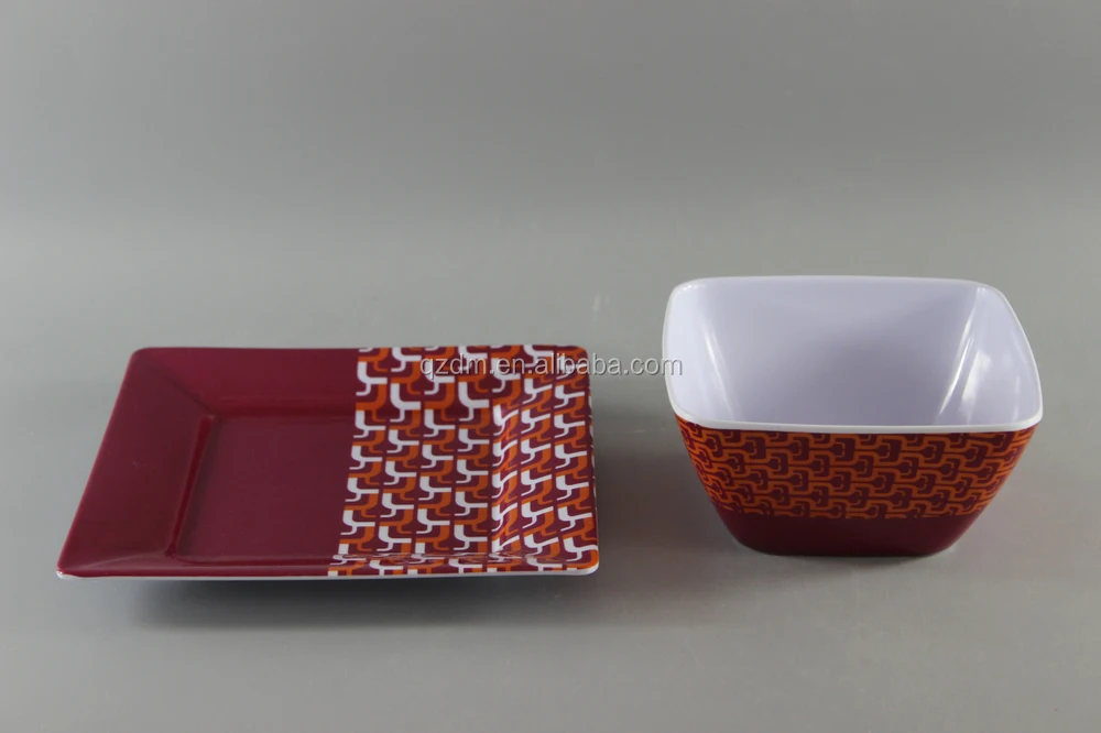 Square Melamine Dinner Set/Square Plate And Bowl Set