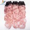 Ombre Light Pink Natural Wave 10A Grade Hair Extensions Human Hair Pink Hair Weave Bundles