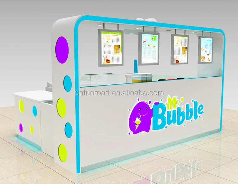 China factory shopping mall indoor bubble tea kiosk design 3D plan