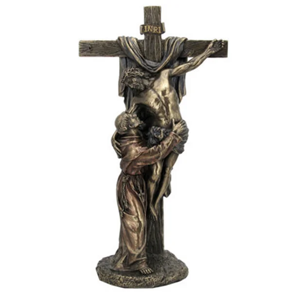 Factory Custom Made Handmade Carved Resin Religious Cross Statues Of