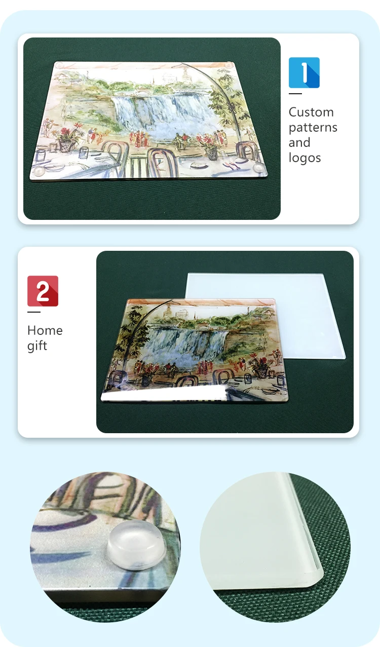 Custom Tempered Glass Cutting Board Cheap Sublimation Christmas Glass