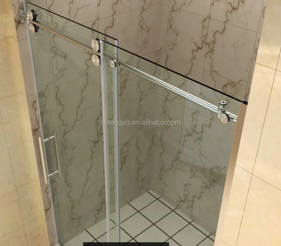 Classical Bathroom Glass Sliding Door System/stainless Steel Double