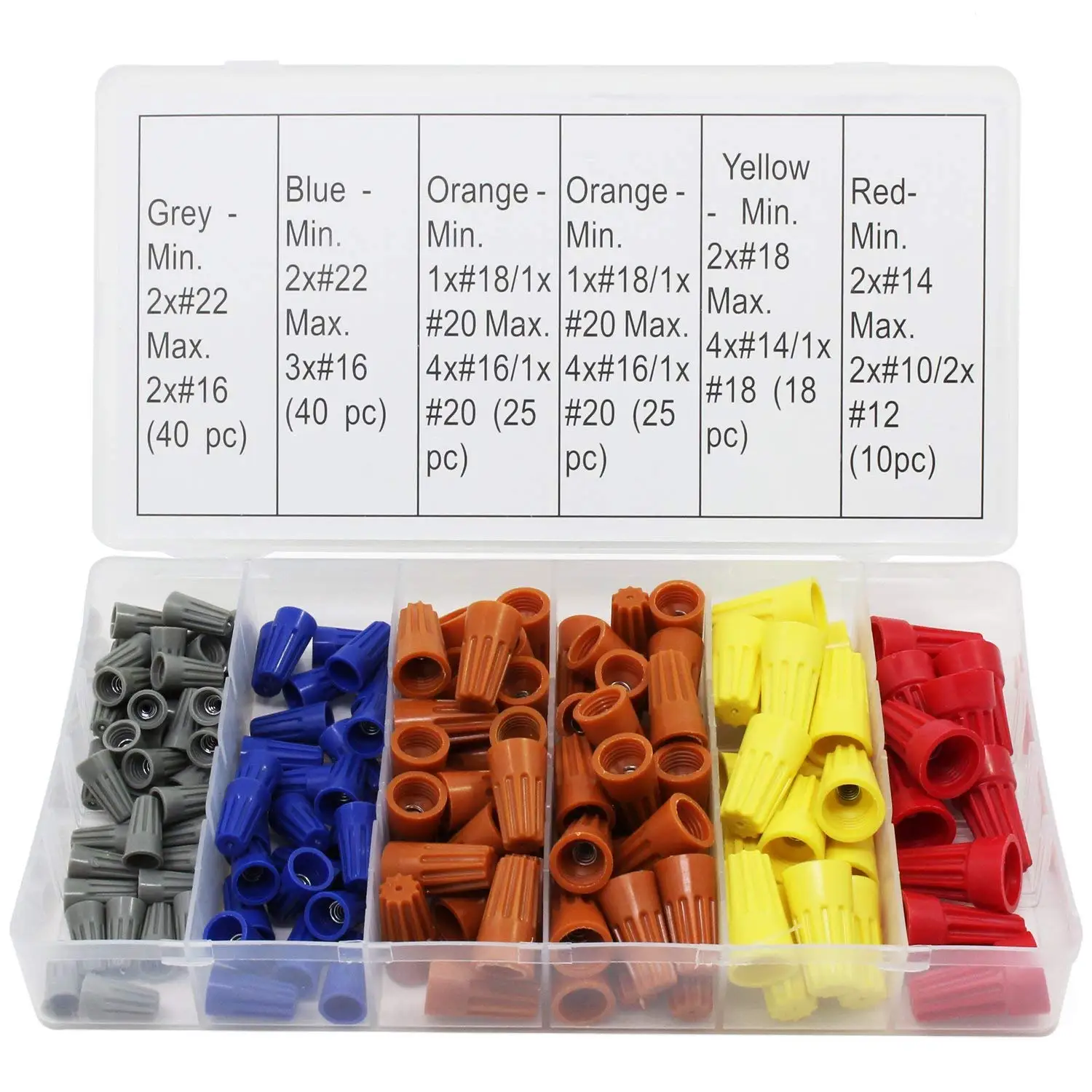 OCR Electrical Wire Connector Twist-On Screw Terminal Spring Inserted Nuts Caps Assortment Set 158PCS