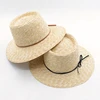 fashion wheat straw pork pie hat wide brim straw roller hat with bowknot
