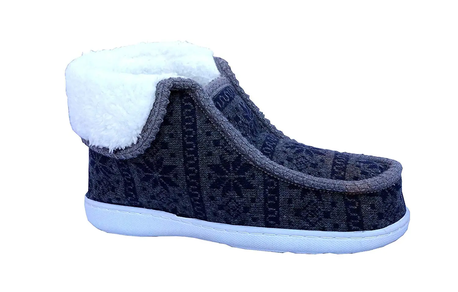 Women Indoor Outdoor Knitting Slipper Boot Moccasin Faux Fur Heavy Duty Rubber Shoe | 3028