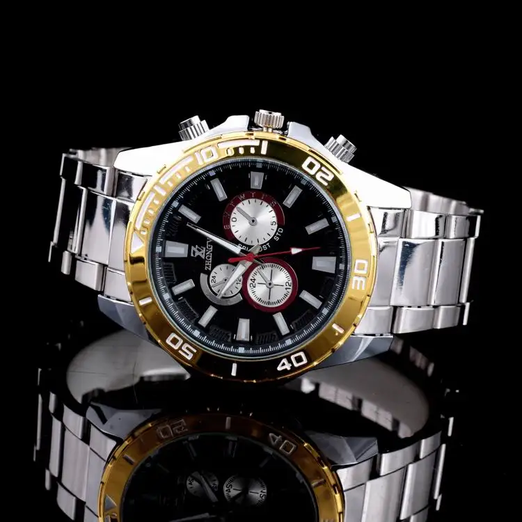Decorative Chronograph Design Alloy Men's Waterproof Wrist Watches relogio masculino