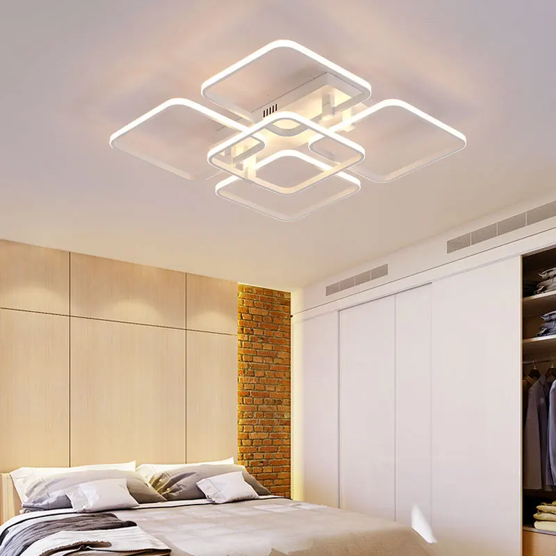 Popular Plastic Frames Square Design Lounge Ceiling Lights With RF Dimmable remote control