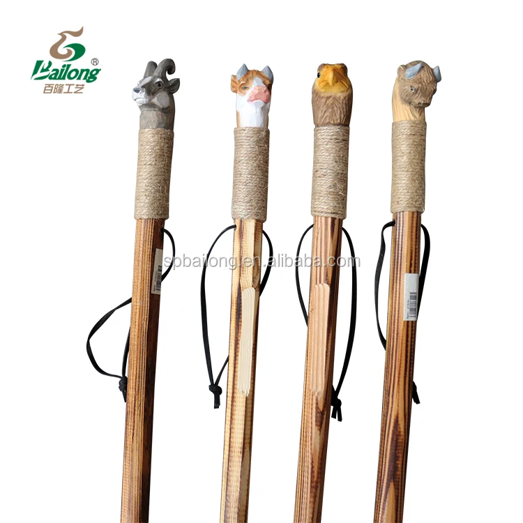 Handmade Outdoor Carving Animal Head Wood Walking Stick Buy Wood