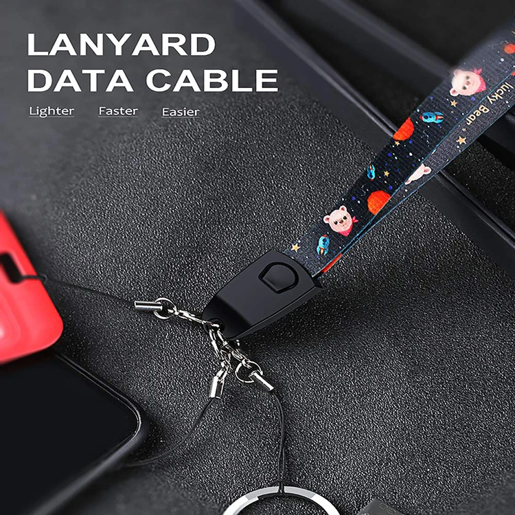 LAIMODA New Usb Cable Neck Cartoon Personalized Lanyard Custom Usb Key Cute Pvc Keychain Custom Logo lanyards Key Chain Keychain