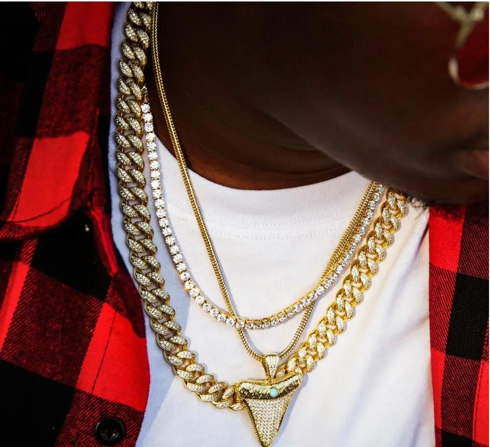 Krkc\u0026co Iced Out Gold Shark Tooth 