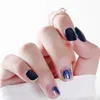 Dark blue 24 Full Cover False Nails Starry sky series Glitter powder Acrylic Nail Tips Full Coverage DIY Tips with Adhesive