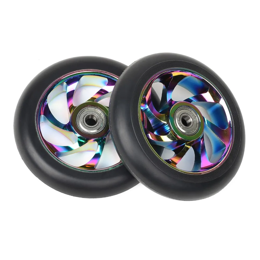 Neo Chrome Scooter Wheels,Aluninium Core Pro Scooter Rainbow Wheels