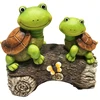 Large Resin Garden Statue Figures with 2 Smiling Turtle on a Log