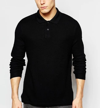 black long sleeve polo t shirt