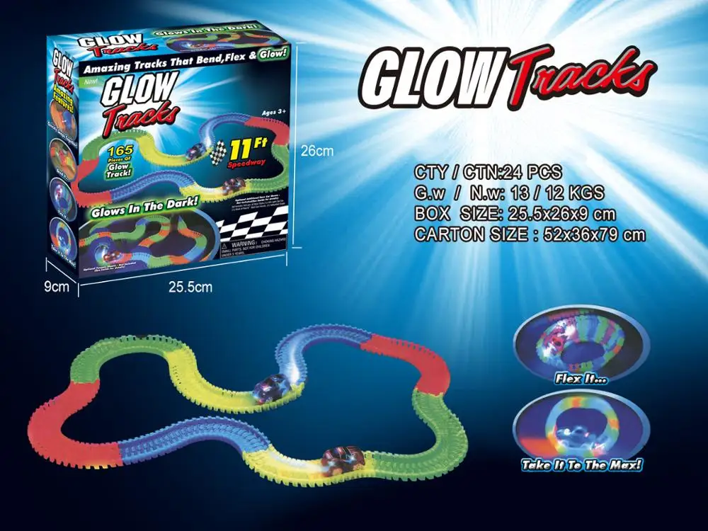 220pcs Plastic Glow In The Dark Slot Car Magic Track For Sale