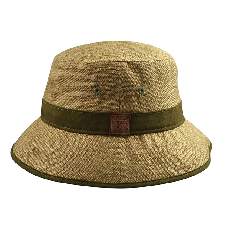 High Quality Custom Hemp Bucket Hat With Leather Patch Buy Hemp