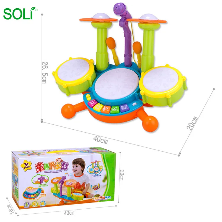 Hot Sale Light Cheap Musical Instruments Hand Kids Plastic Drum Set Toy