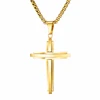 Simple Mens gold plated Stainless Steel Silver Cross Pendant Necklace