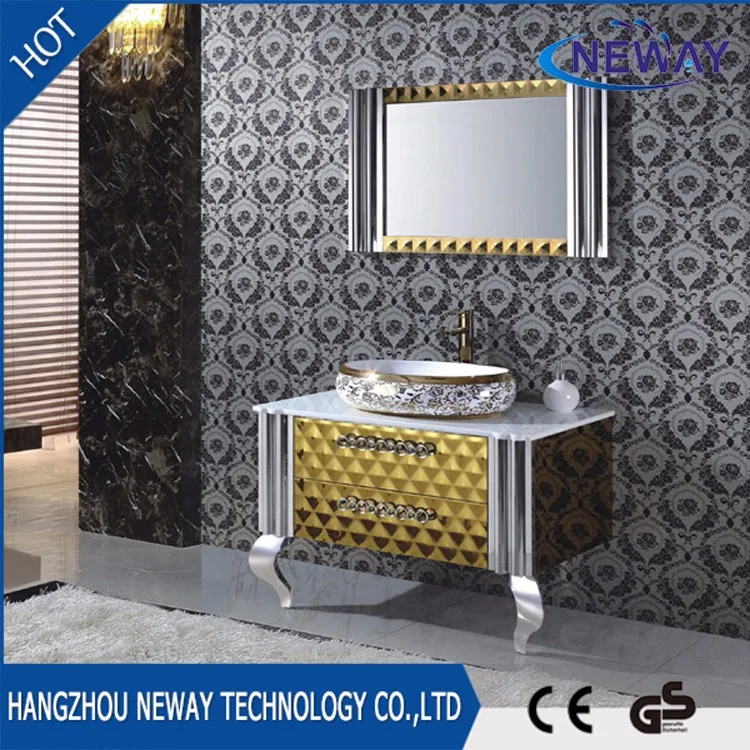 Classic Stainless Steel Marble Top Bathroom With Mirror Buy