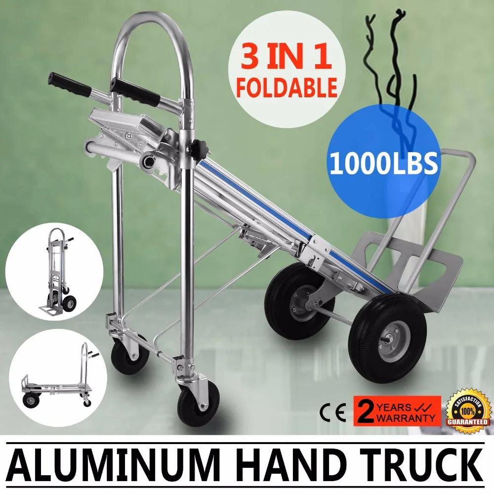 3in1 Aluminum Hand Truck Foldable Dolly Cart 1000 Lb Capacity New