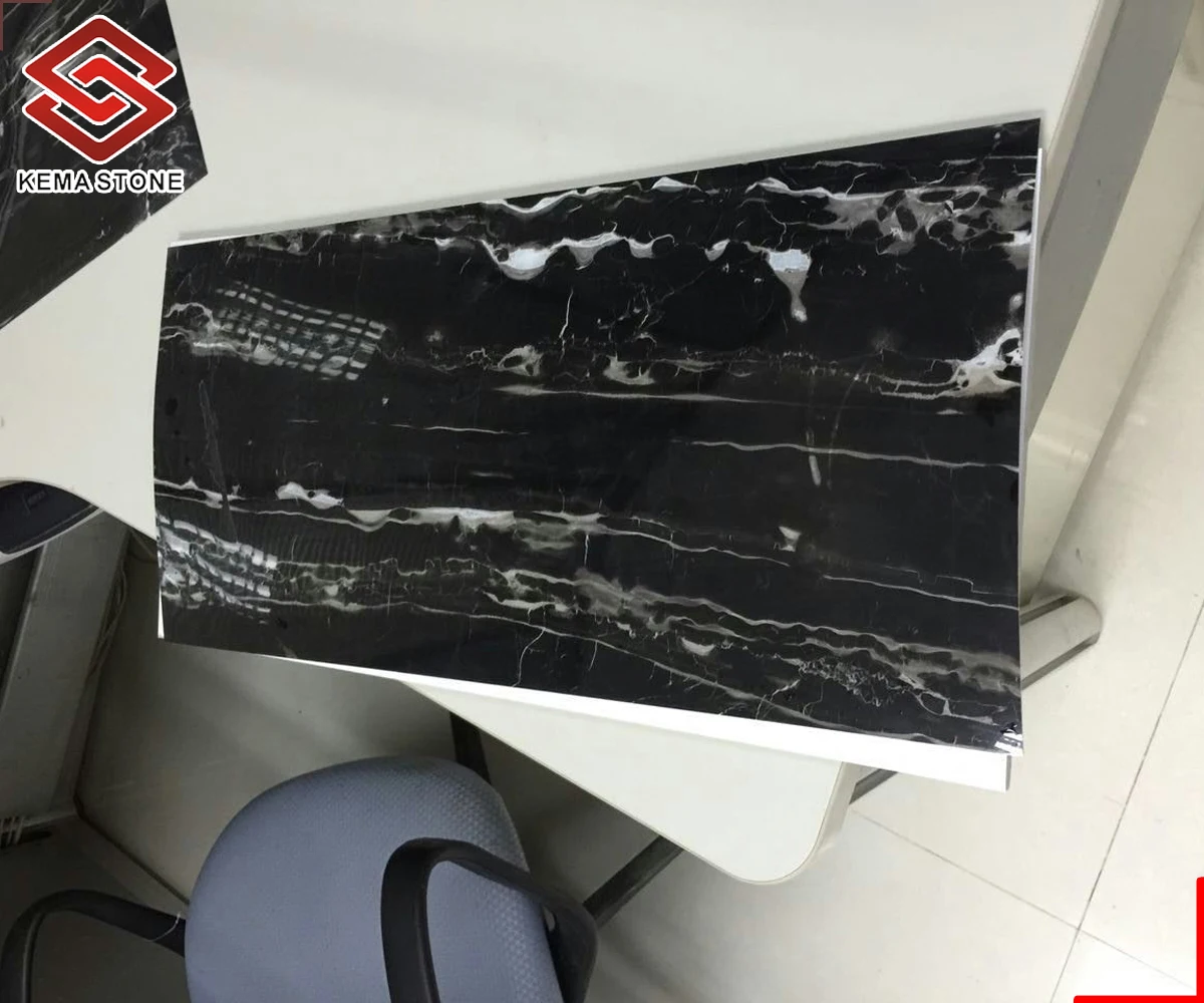 1mm Thin And Light Natural Decorative Black Marble Veneer For Highend
