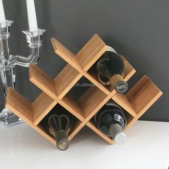 W Shape 8 Bottle Bamboo Countertop Wine Rack Made From 100