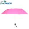 two folding windproof auto umbrella pink vented double layer