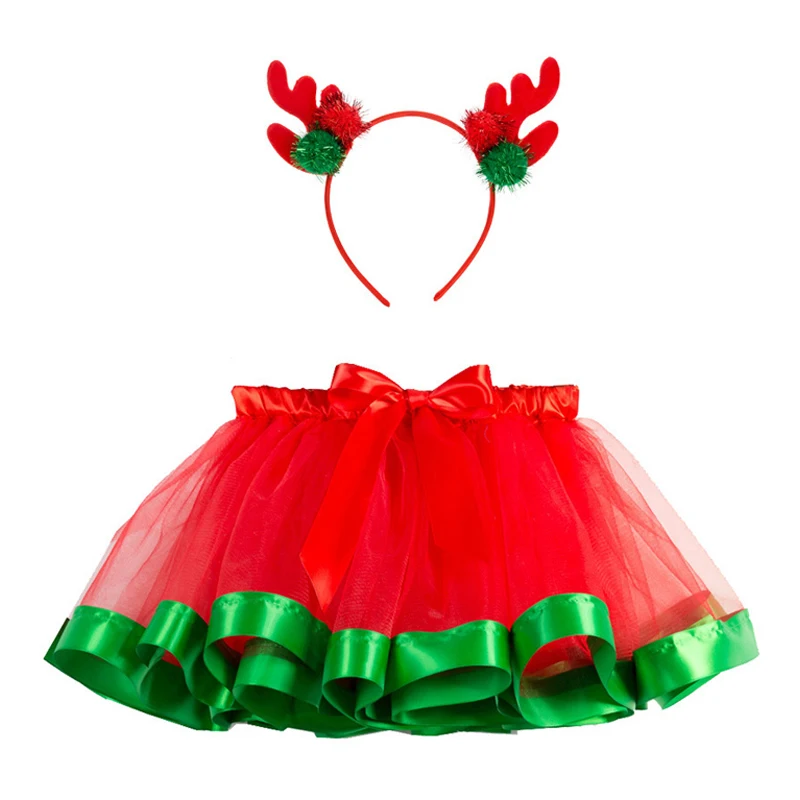 Kids Christmas Tulle Tutu Skirt With Reindeer Headband For Party - Buy ...