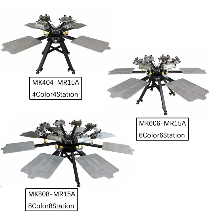 Mr 6 color 6 station screen printer with miro-registration with Aluminum station