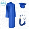 High School Shiny Royal Blue 100%Polyester Graduation Cap Gown & Tassel