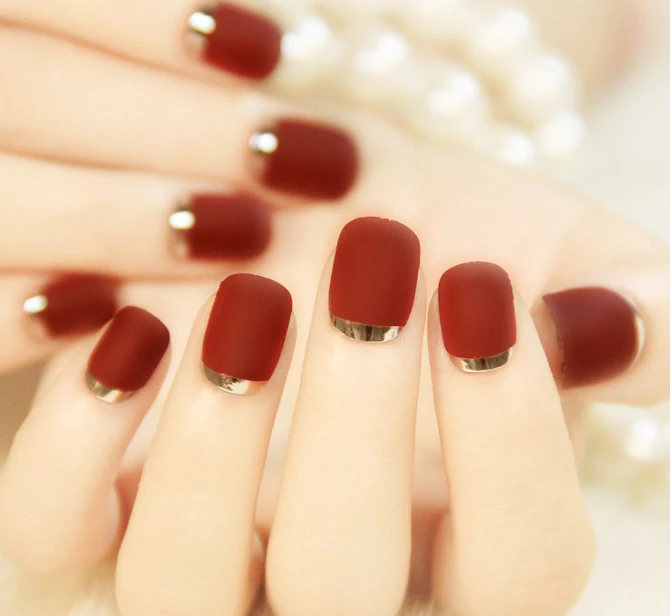 Wholesale popular artificial false nail solid matte nail tips press on nail