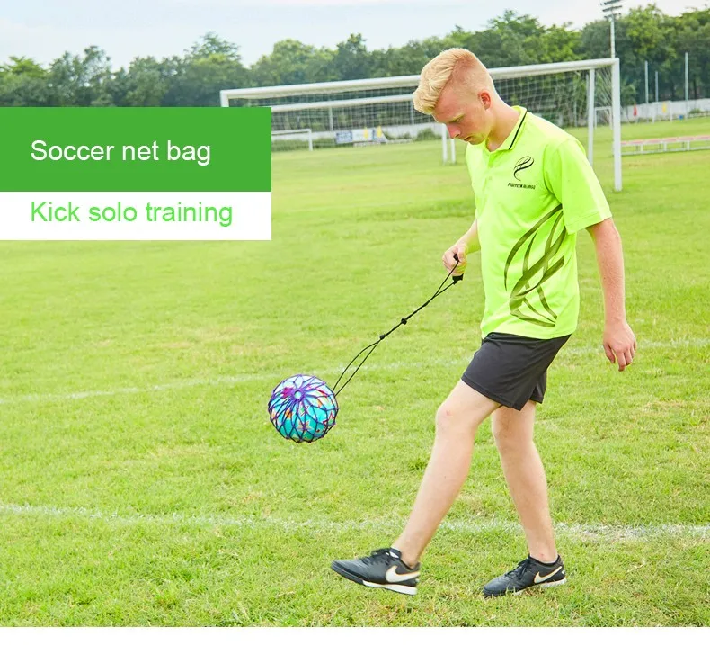 Handle Solo Soccer Kick Trainer With New Ball Locked Net Design Soccer Ball Bungee Elastic