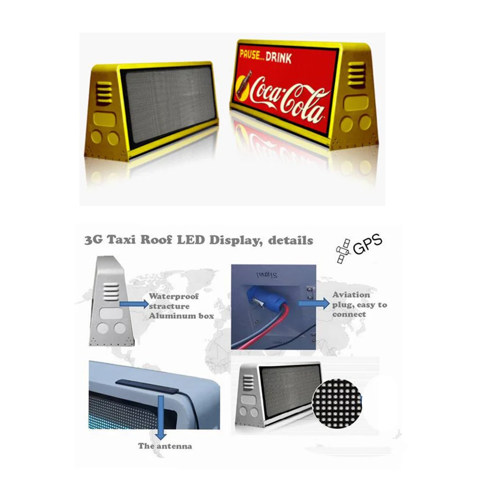 Rgx Car / Taxi Roof Video Led Display Car / Taxi Top Led In Led