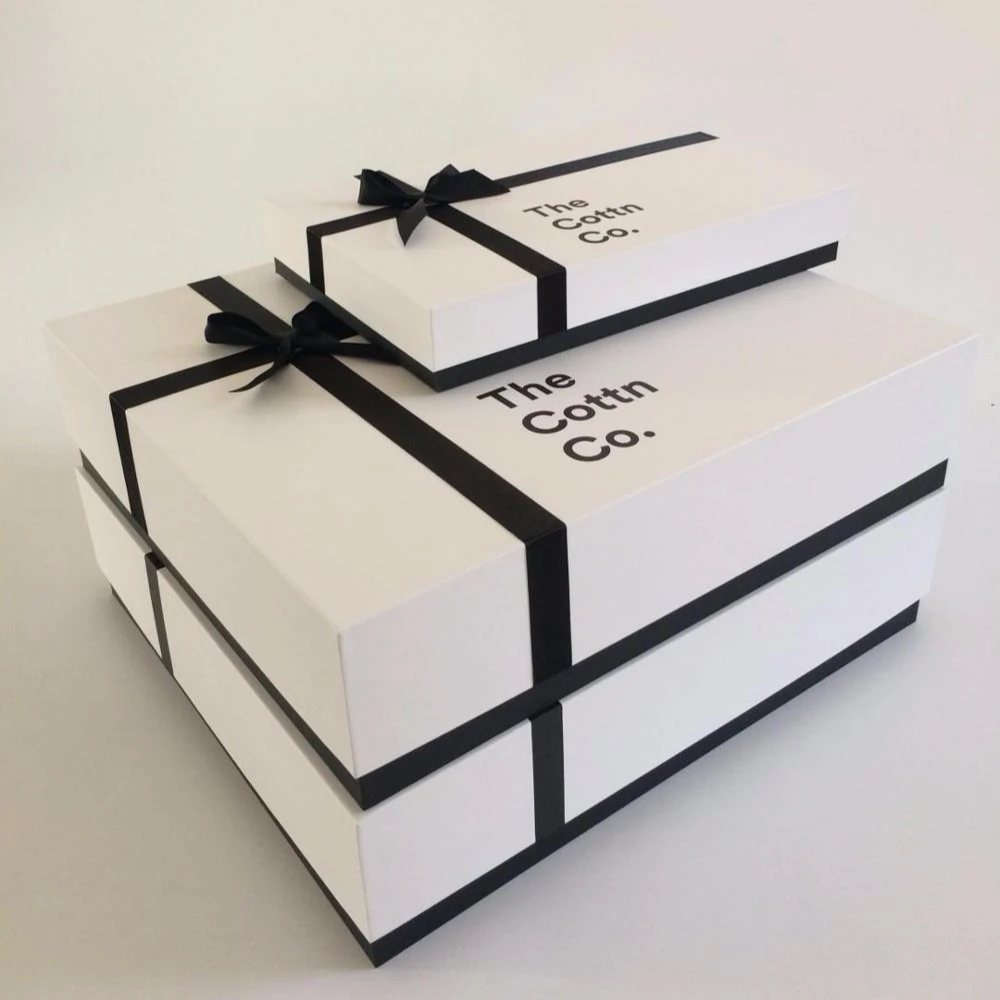 Caja De Cartón Blanca Y Negra Para Regalo,Elegante Y Personalizada