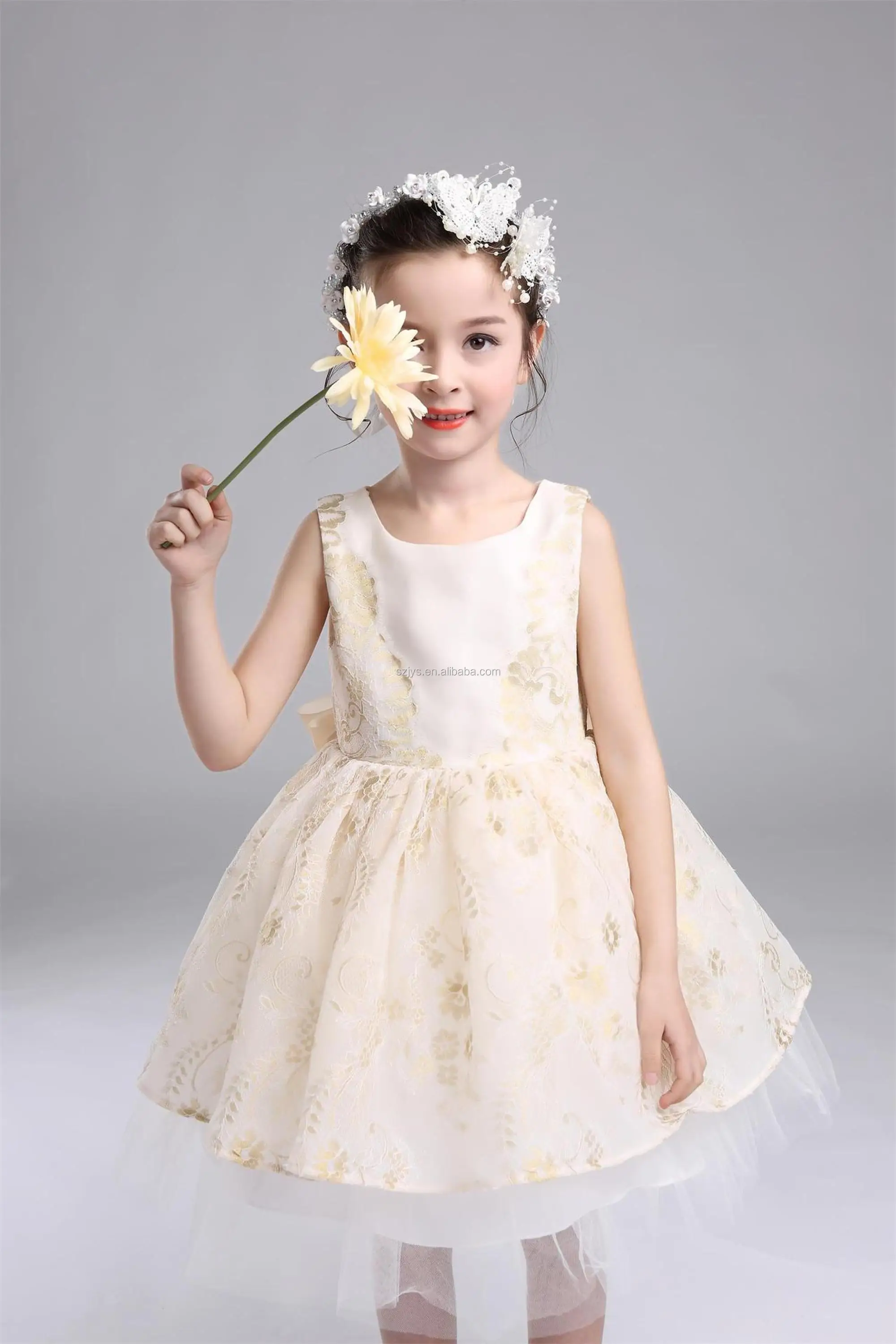 Tulle Puffy Baby Dress Designs Birthday Dress For Girl Hand Embroidery