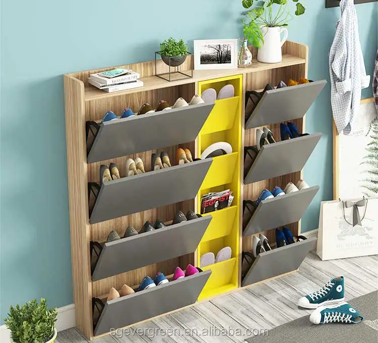 white color wooden furniture simple shoe racks bench modular  with seat