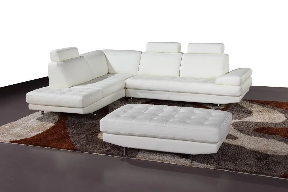 Blanco moderno muebles sofá con otomana sofá en forma de l de ...