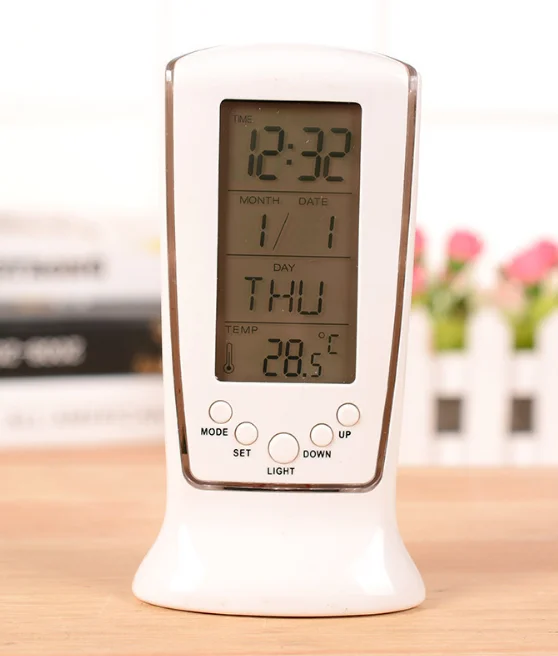 Oem Indoor Outdoor Temperature Humidity Sensor Colorful snooze Wireless Digital Weather Station Table Clock