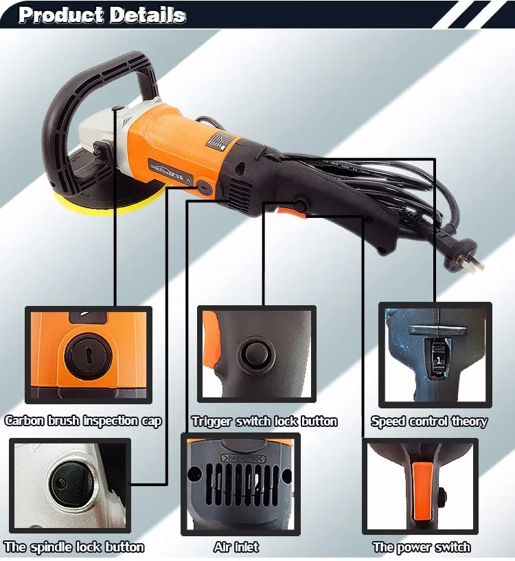 Car Polisher Machine 8003000rpm 180mm Pad Dual Action Car Polisher