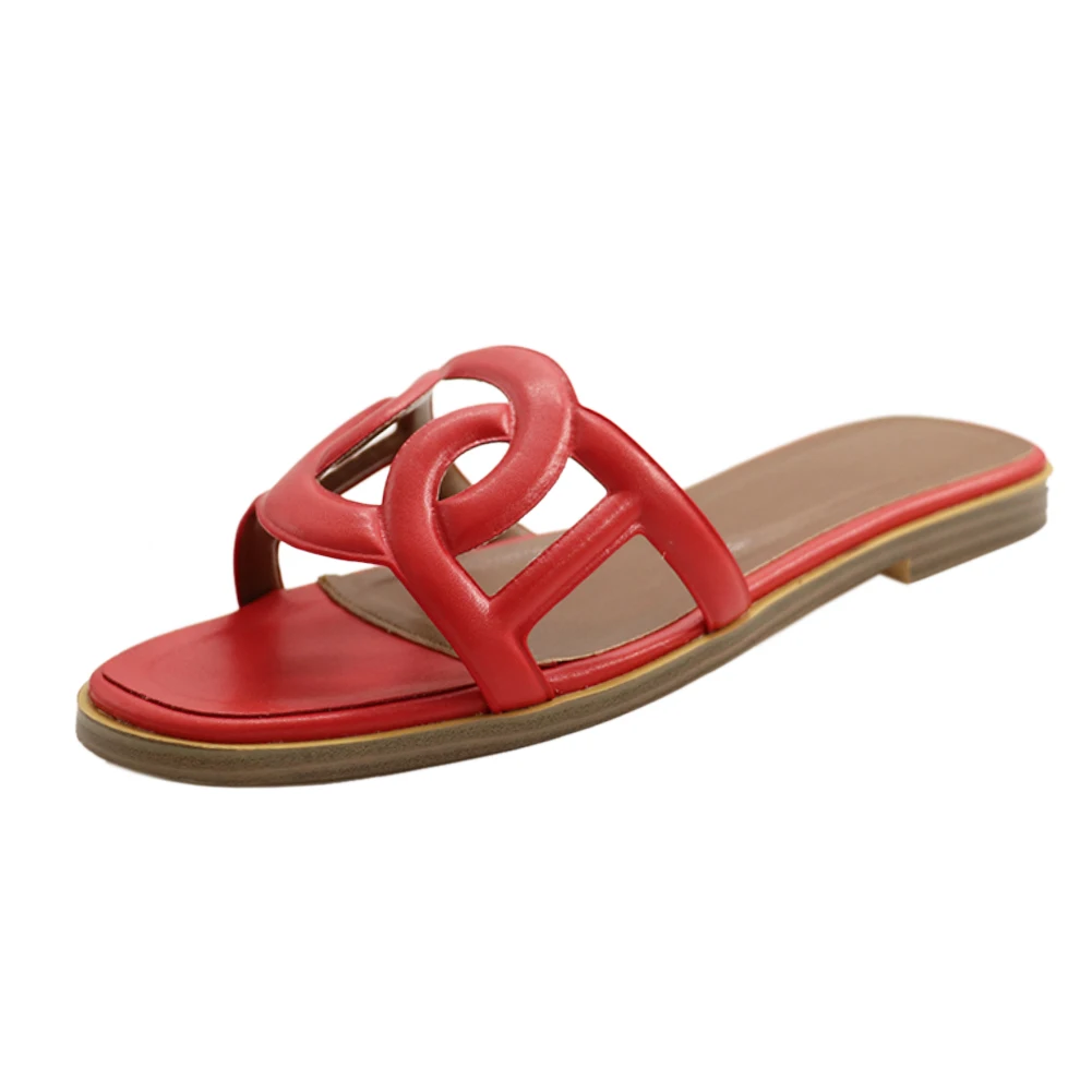 red flat mules