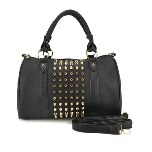Fashion Women Leather Three-layers Rivets Handbag Shopping Large Tote Purse Bags