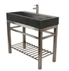 Popular modern Natural stone console sink with metal stand