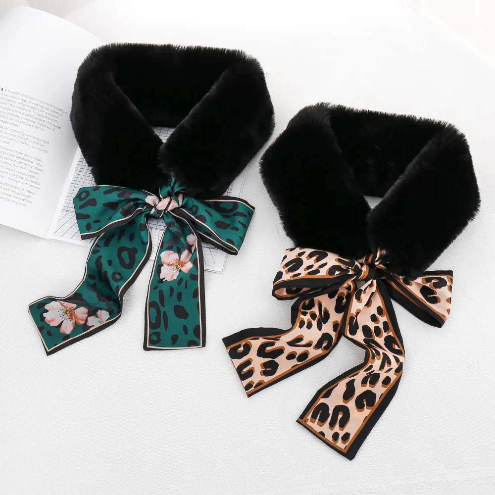 DNLKWGO Faux Rabbit Fur Scarves Soft Winter Scarf Wrap Warm Fur Collar  Scarf for Women