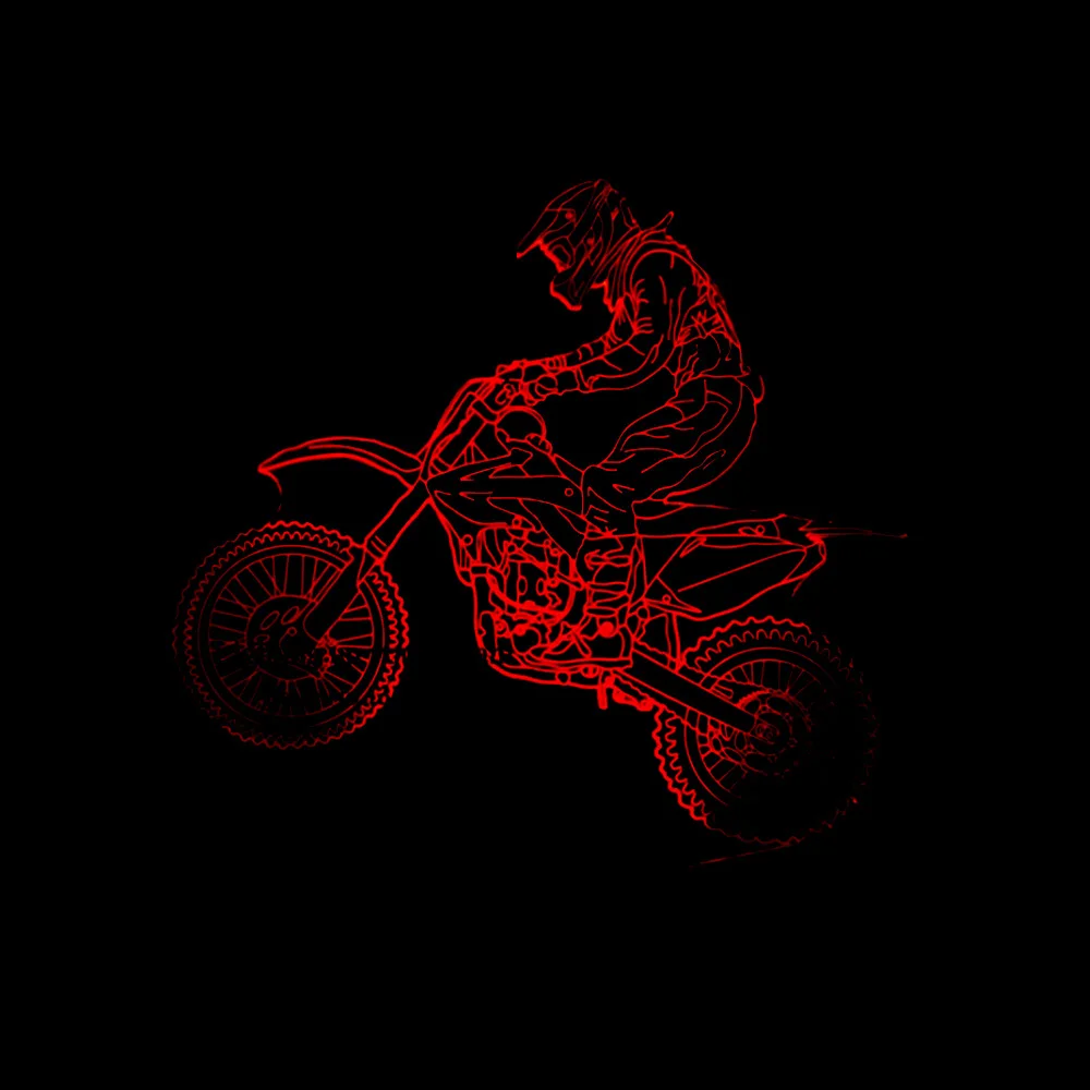 Tour de Cross-Country Moto 3D Night Light LED Vision Stéréo Lampe USB Lampe de T 