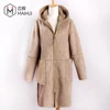 Chocolate Long Lady Jacket Fake Fur Lining Large Size Clothes Polyester Peach Skin Coat