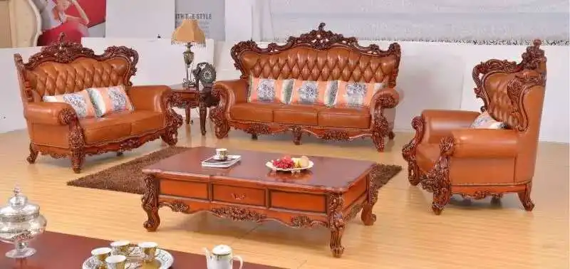 European style wooden flower carved home royal sofa