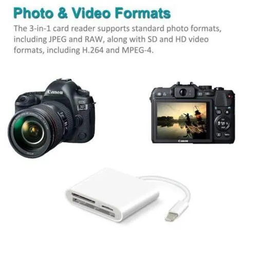 3 In 1 Otg 8pin To Sd Tf Cf Memory Card Reader For Iphone Ipad Card Reader Adapter Buy Card