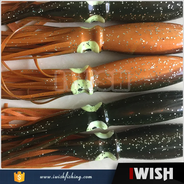 Trolling Fishing Rod Lure Blue Black Vein 13" Bulb Squid Spreader Bar